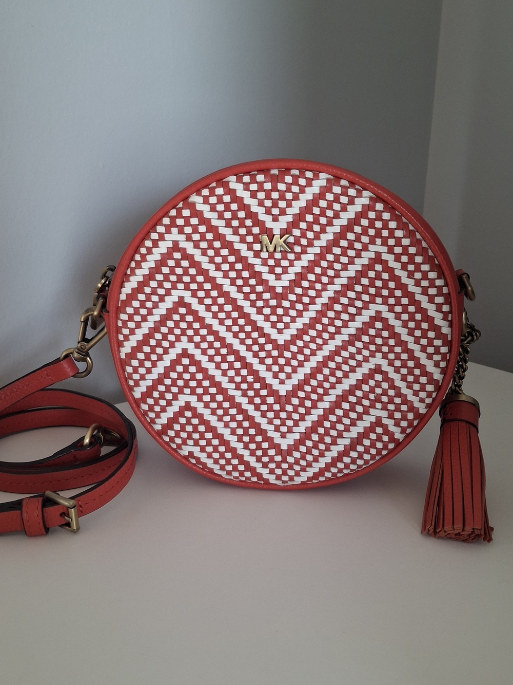 Michael Kors Woven Round Canteen Crossbody Bag